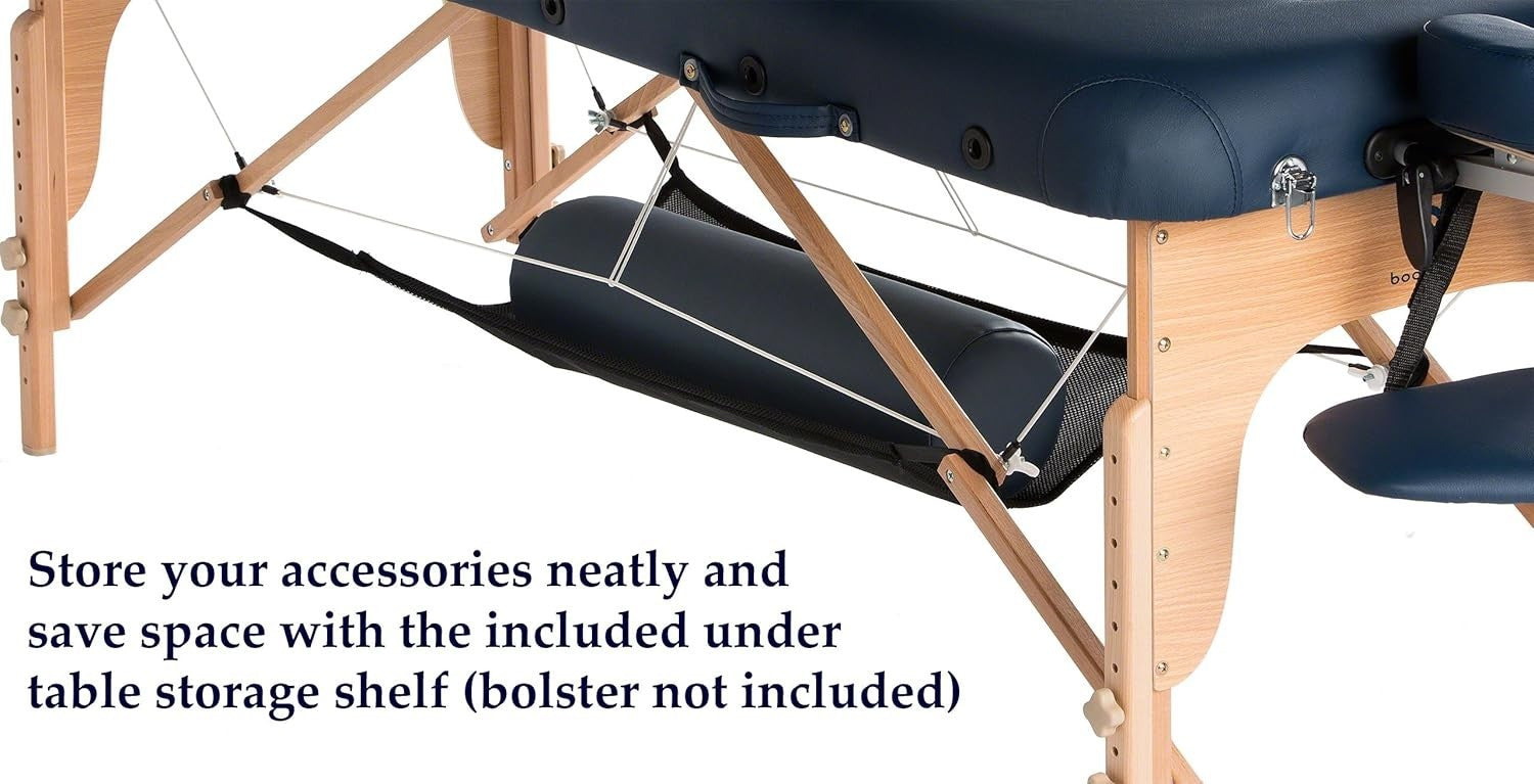 Liftback Massage Table 7cm Foam w/ Face Cradle Arms Shelf Carry Case Navy