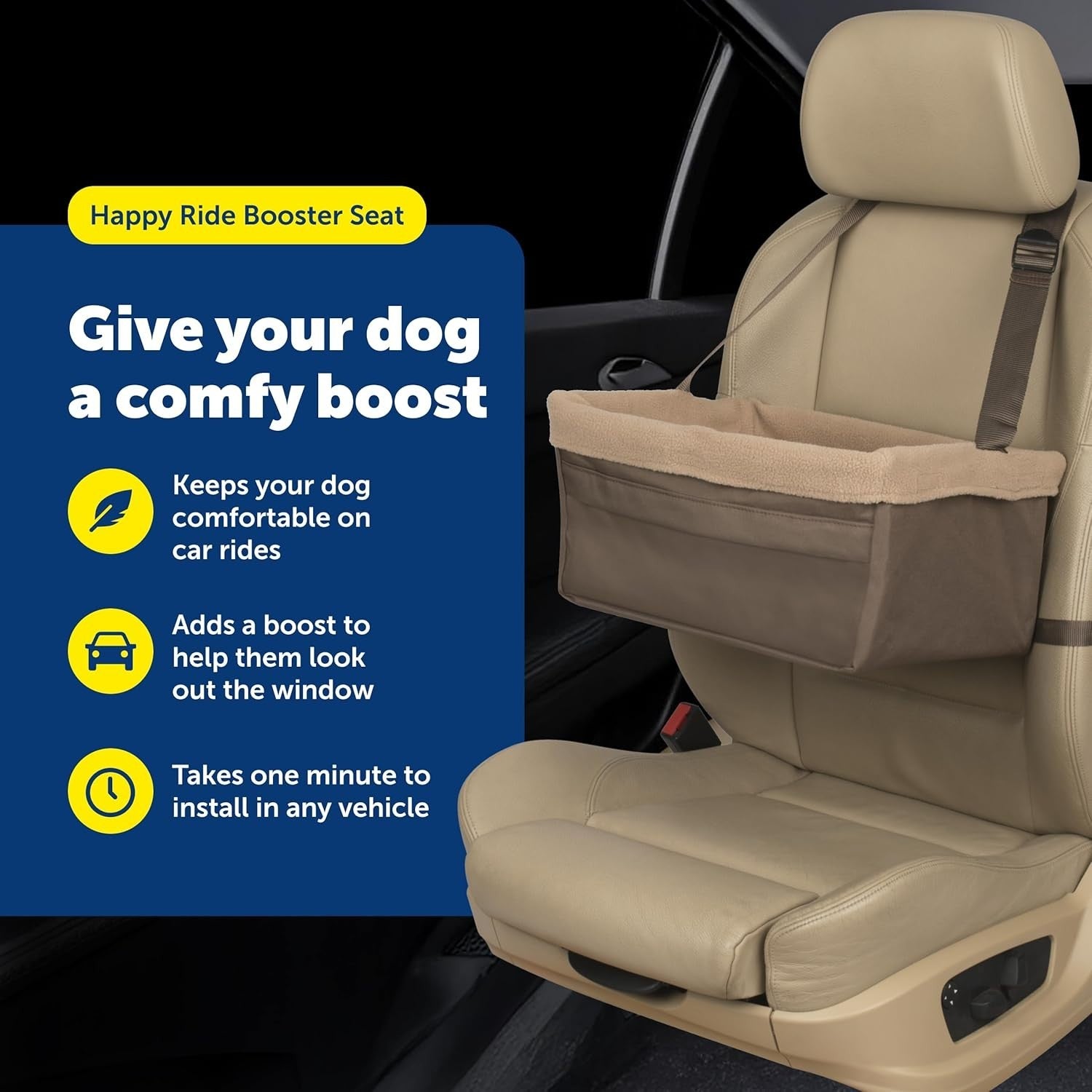 Dog Car Booster Seat Elevated Pet Travel Seat Safety Harness Medium Dog