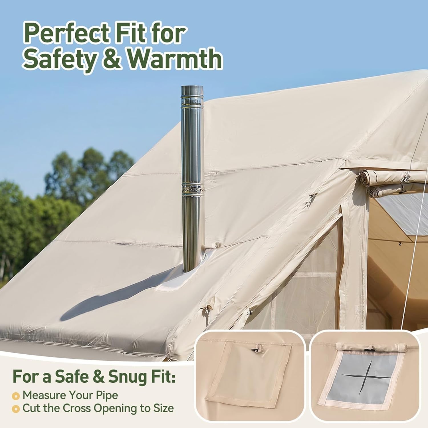 Beige 4-8 Person Inflatable Family Camping Tent – Instant Setup