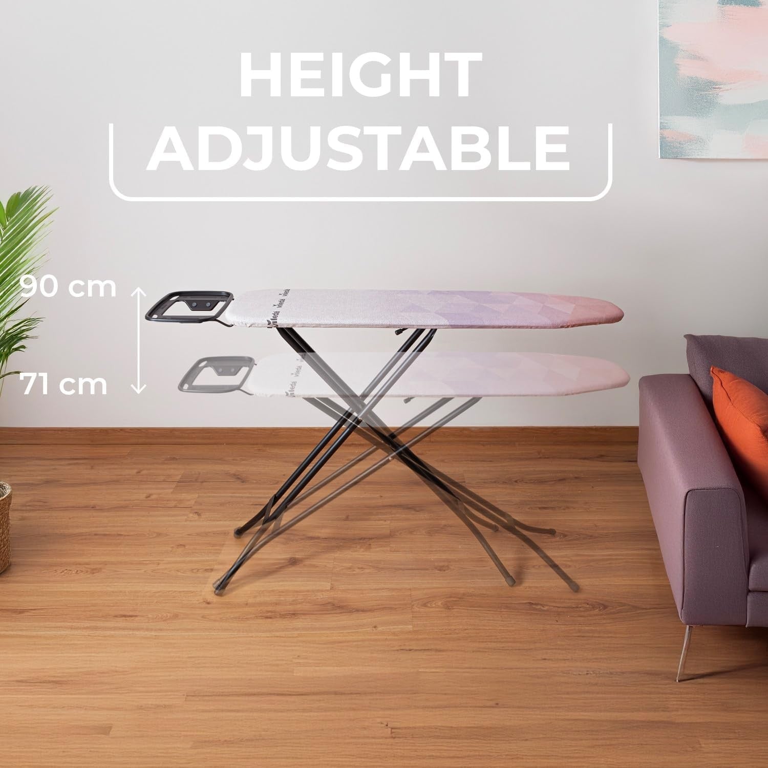 Compact Ironing Board Height Adjustable Foldable Lightweight 114x33cm
