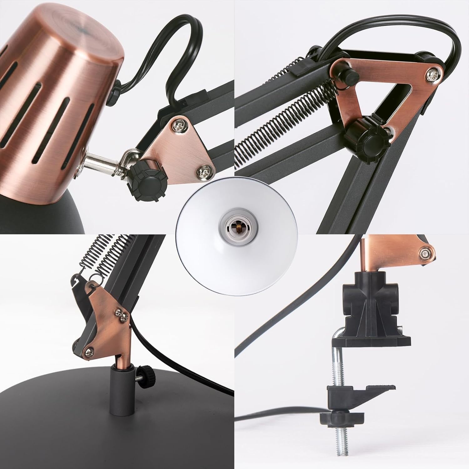 Adjustable Vintage Floor Lamp with Clip & Table Base, 3 Brightness Modes