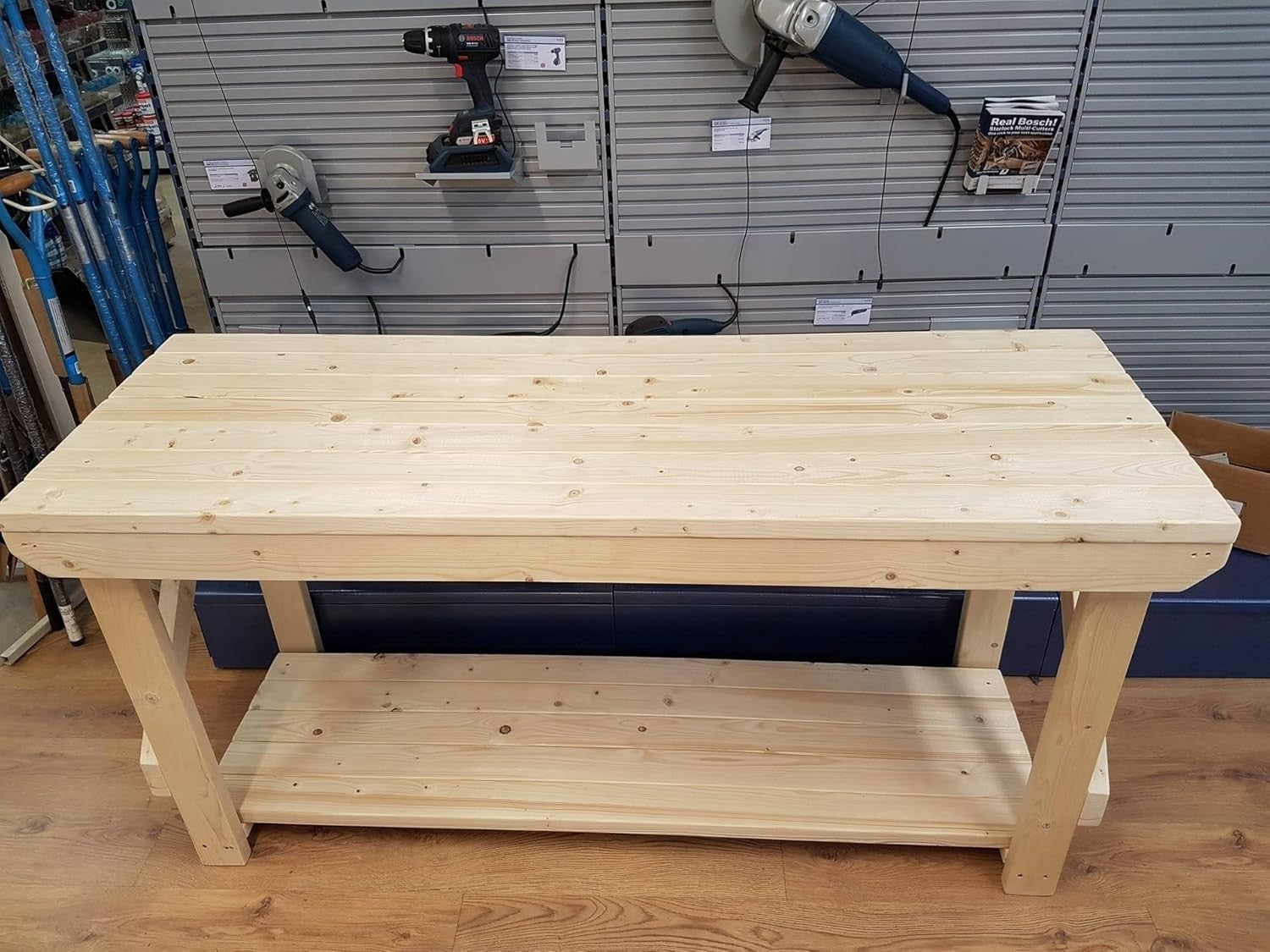 6ft Heavy Duty Wooden Workbench Strong Softwood Garage Workshop Table