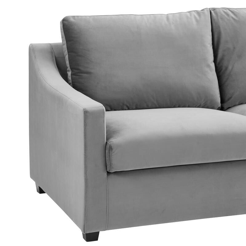 Grey Velvet Pull Out Sofa Bed with Mattress Small Double Guest Bed