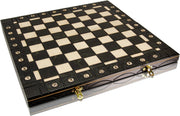 Wooden Folding Chess Board 41cm Dark Burnt Design Handcrafted Luxury Board