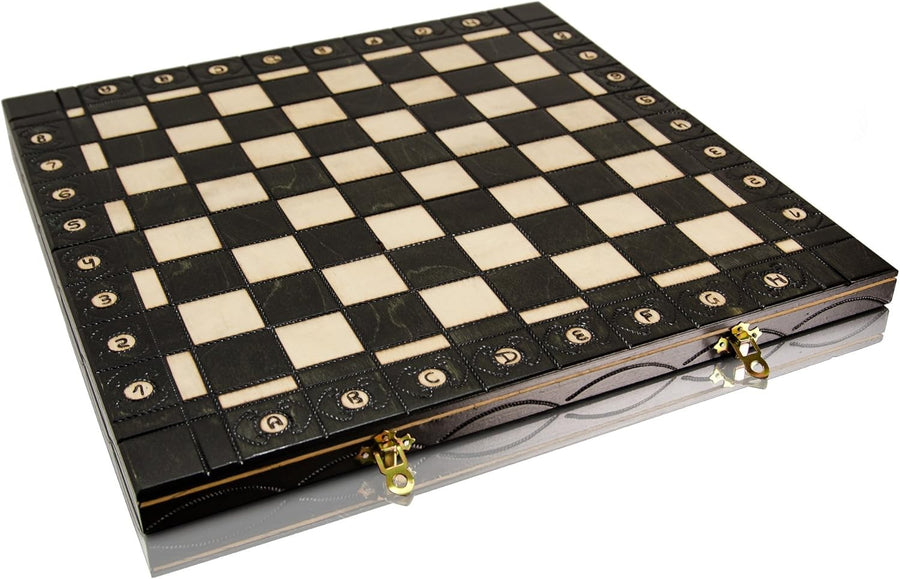 Wooden Folding Chess Board 41cm Dark Burnt Design Handcrafted Luxury Board
