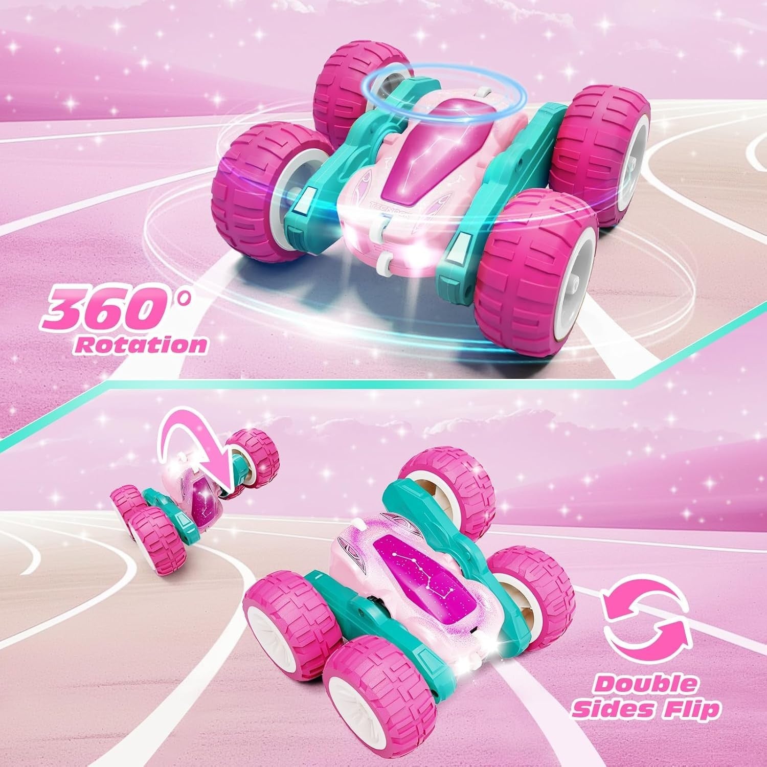360° Flip RC Stunt Car for Kids 3-12 | LED Starry Sky Monster Truck Toy