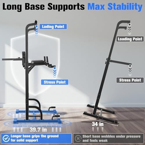 Heavy-Duty Pull Up Dip Station 5-in-1 Home Gym Tower 204KG Capacity Alloy Steel