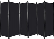6 Panel Black Folding Room Divider Privacy Screen Partition 307x173cm
