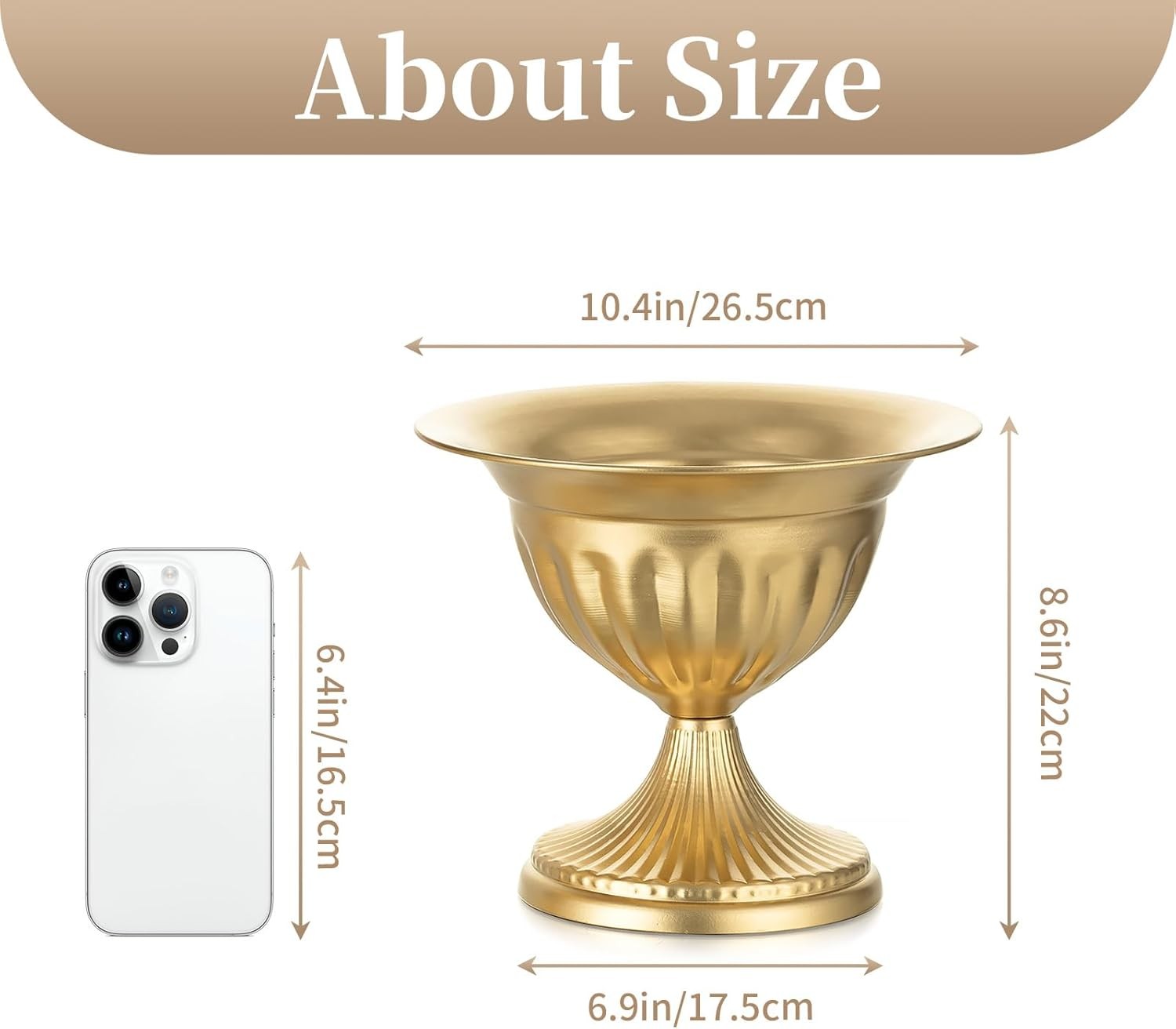 Gold Metal Urn Vase Set of 10 Wedding Table Centerpieces Floral Planters