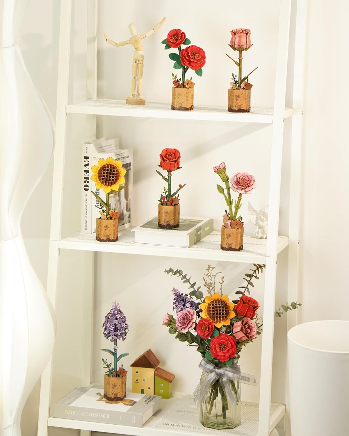 3D Wooden Red Rose Puzzle Kit – DIY Floral Craft Gift & Home Decor
