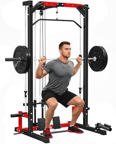 Multi-Function Power Rack Black with Pull Up Bar & Cable System