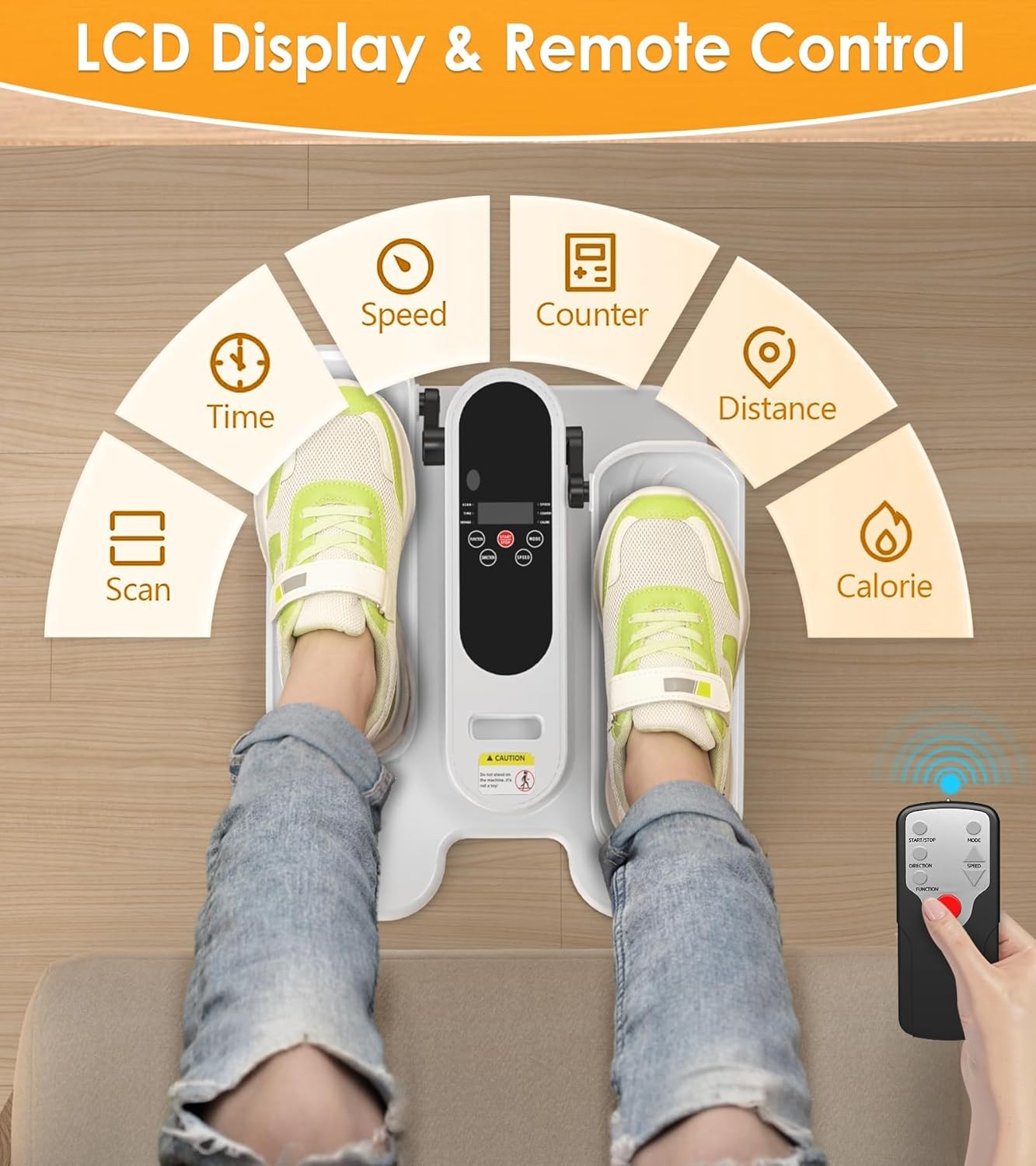 Under Desk Elliptical Electric Quiet Seated Pedal Exerciser Remote