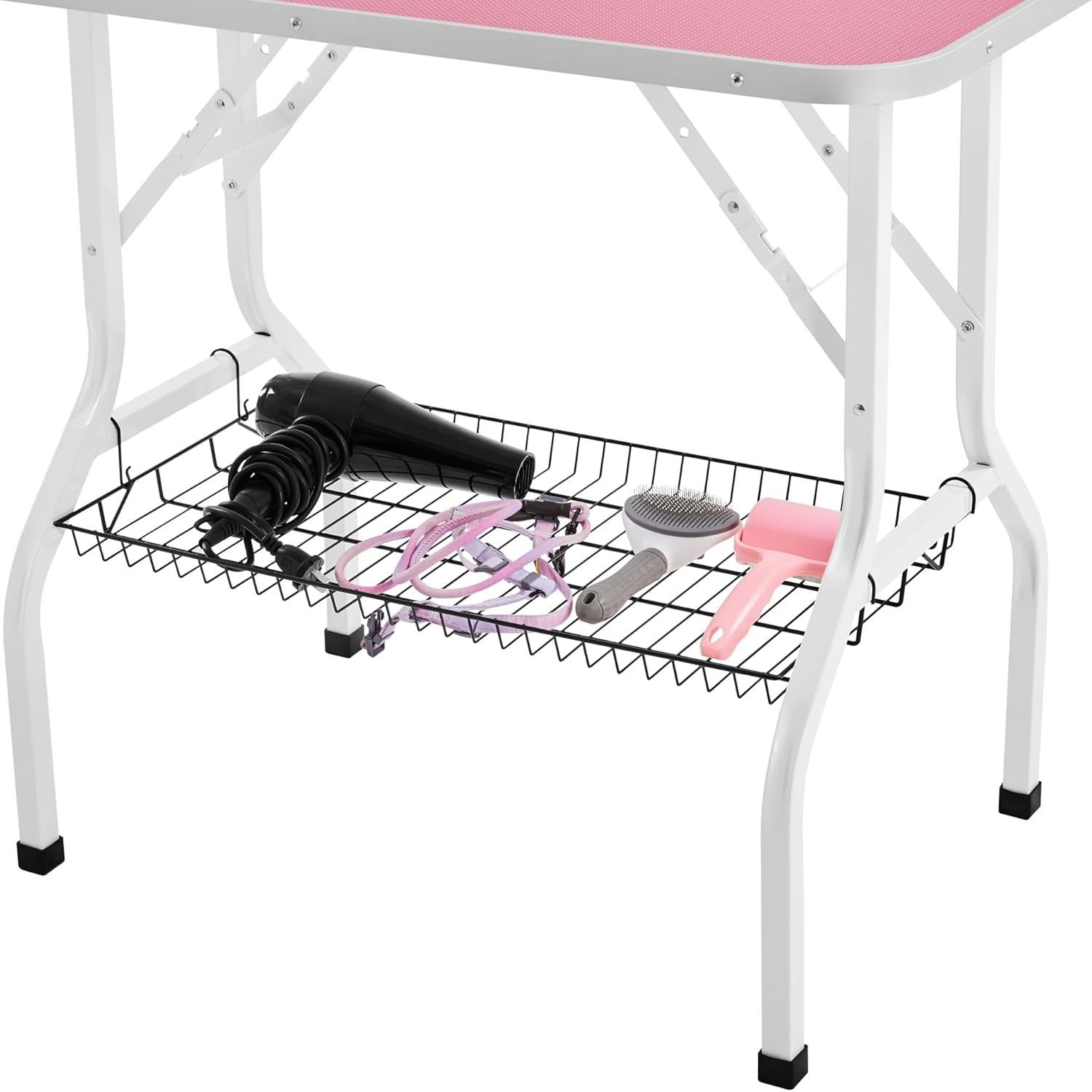 36" Dog Grooming Table Adjustable Height Non Slip Foldable w Arm Basket