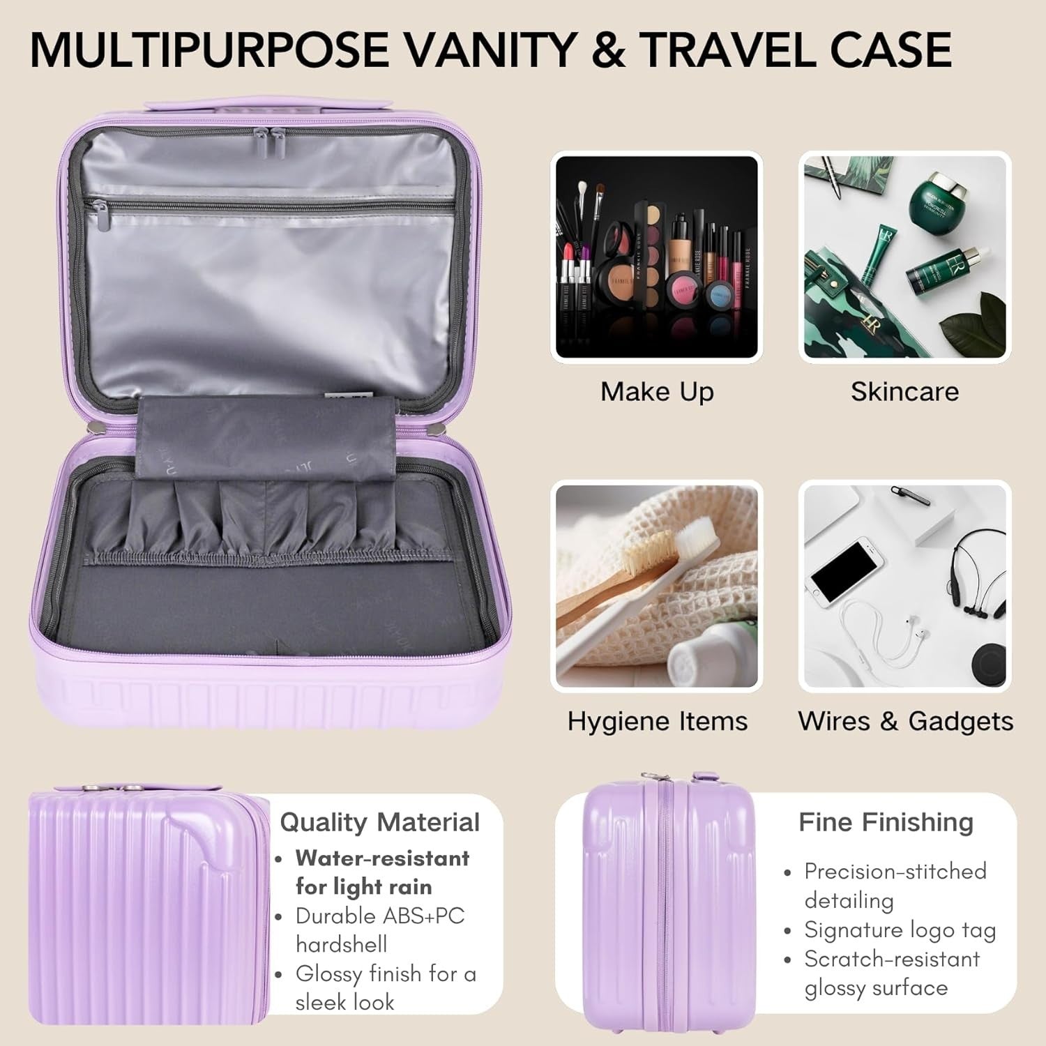 3pc Luggage Set Vanity Case Cabin & Large TSA Lock Spinner Suitcases