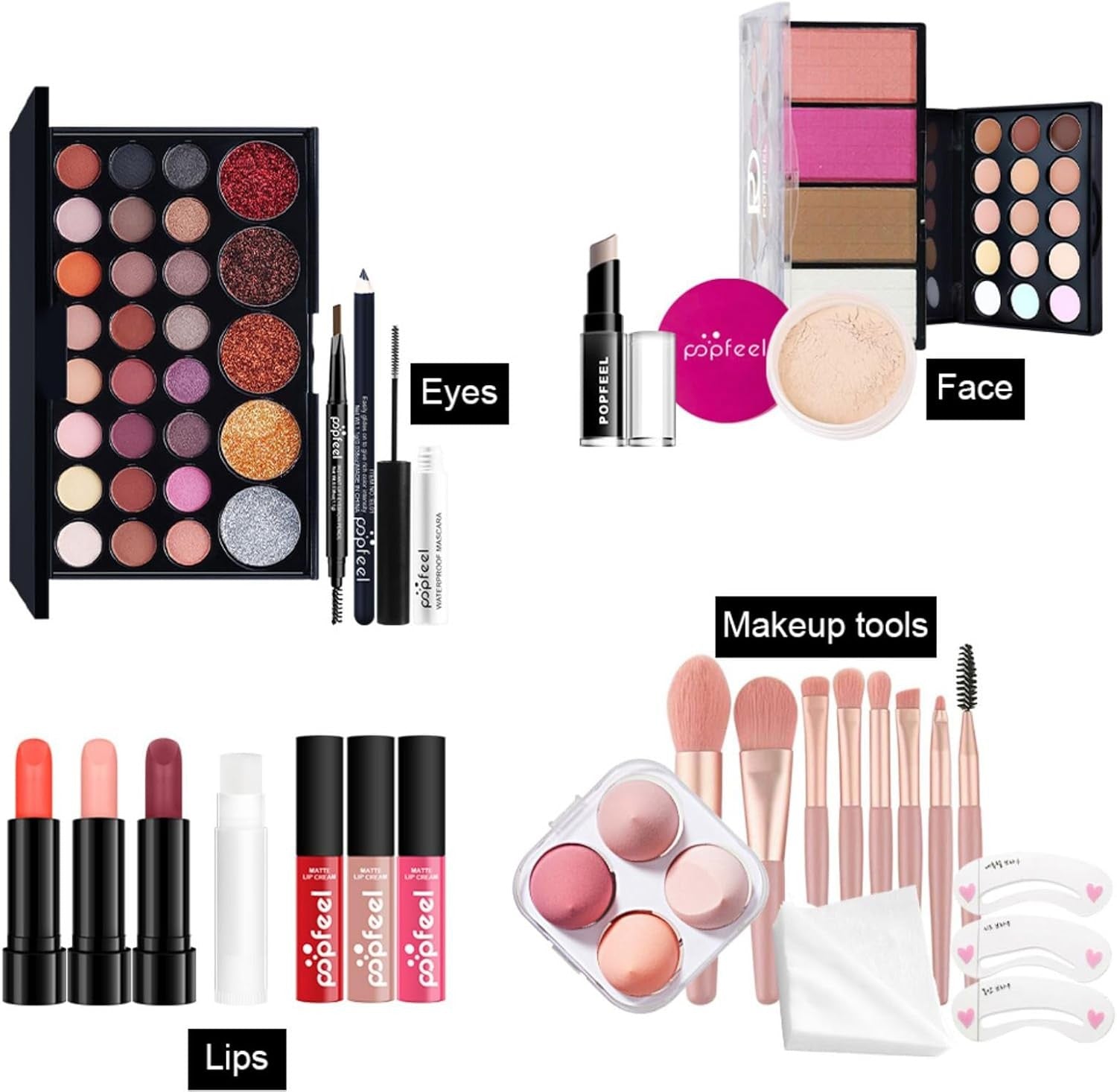 All In One Makeup Gift Set Eyeshadow Palette Lipstick Blush Kit