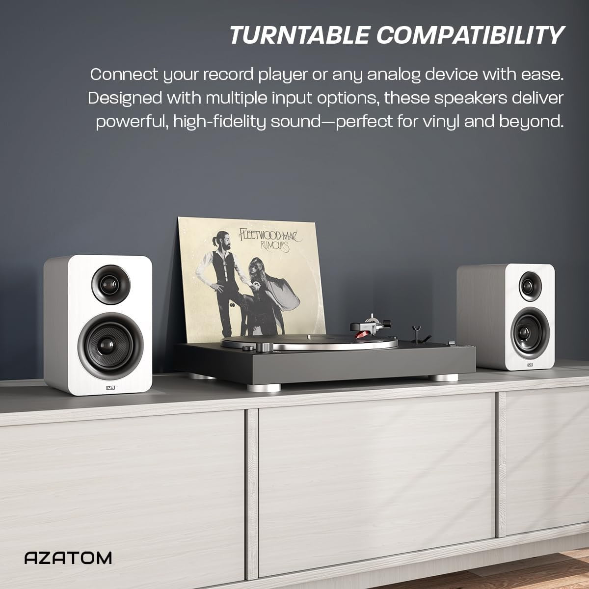 60W Bluetooth Bookshelf Speakers White 24bit DAC Carbon Fibre Optical