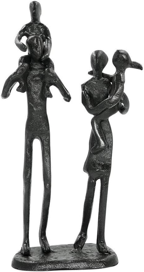 Metal Family Sculpture Cast Iron Abstract Figurine Home Decor Gift