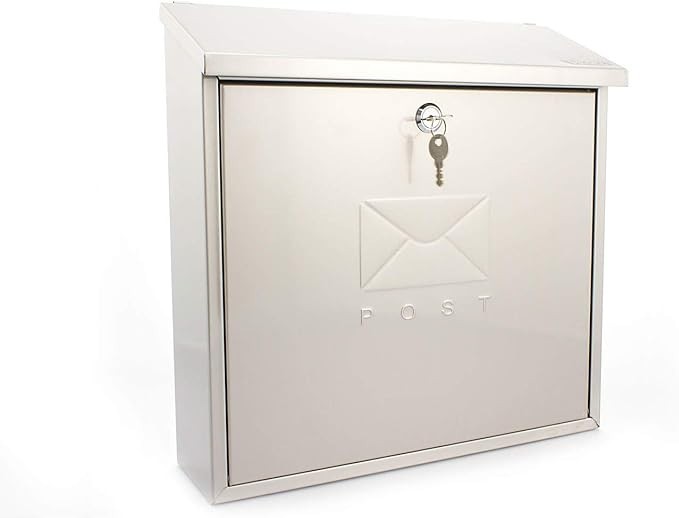 Wall Mounted Lockable Mailbox Stainless Steel Weatherproof Dual Access 368x368mm