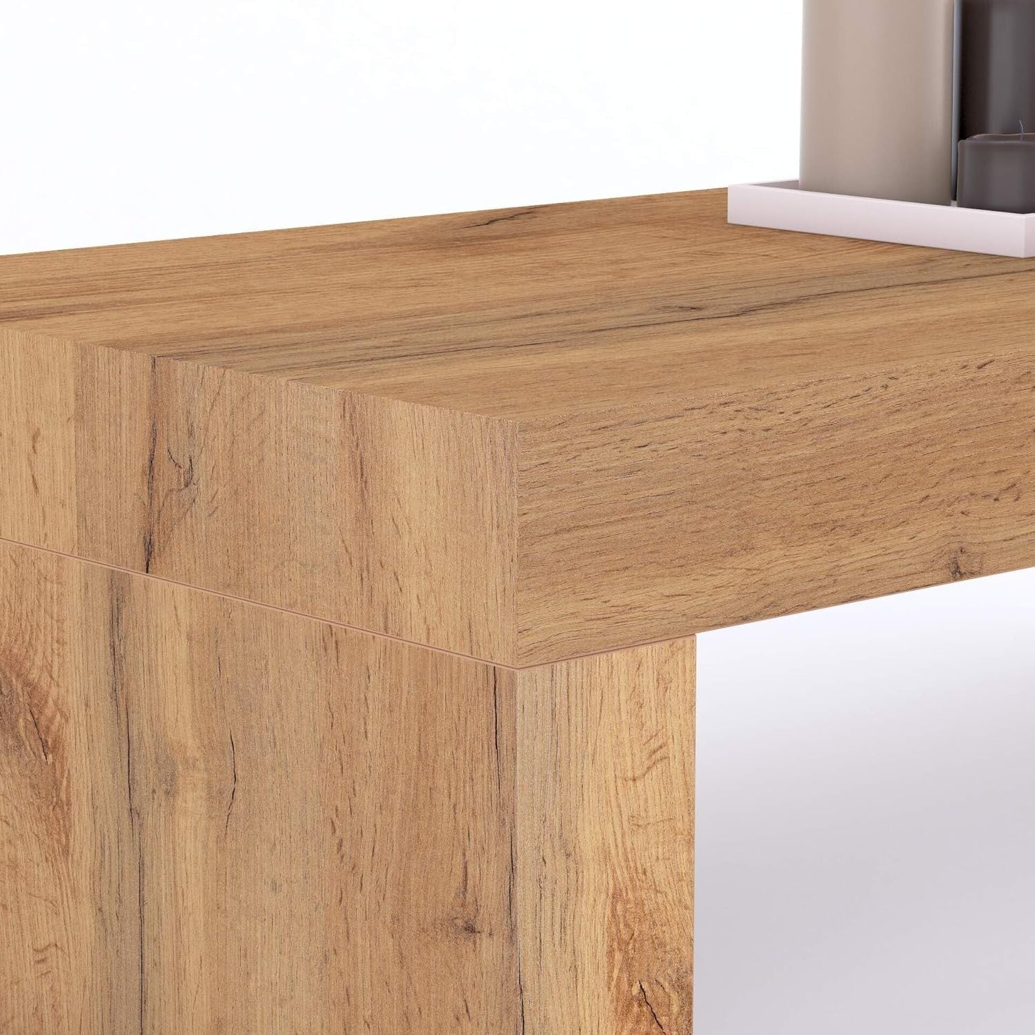 Rustic Oak Console Table 120cm – Modern Hallway Entryway Desk, Heavy Duty