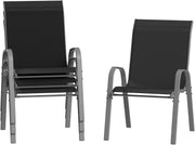 Stackable Outdoor Garden Chairs Set of 4 | Weatherproof Patio Dining Seats