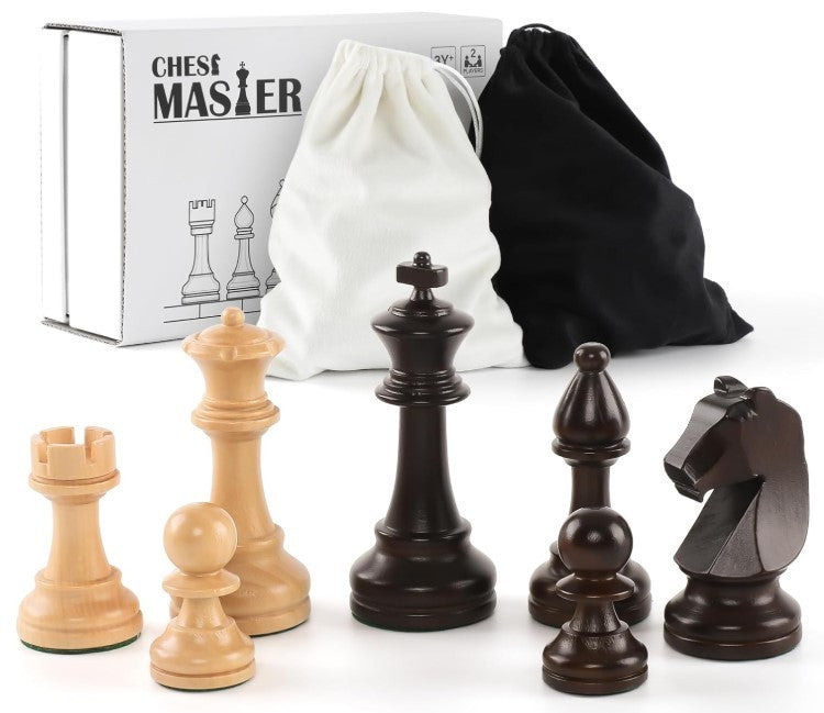 Luxury Wooden Chess Pieces Set 9.5cm King – Staunton Design + Storage Bags