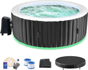 2–4 Person Inflatable Hot Tub LED Spa 120 Bubble Jets Heated Portable