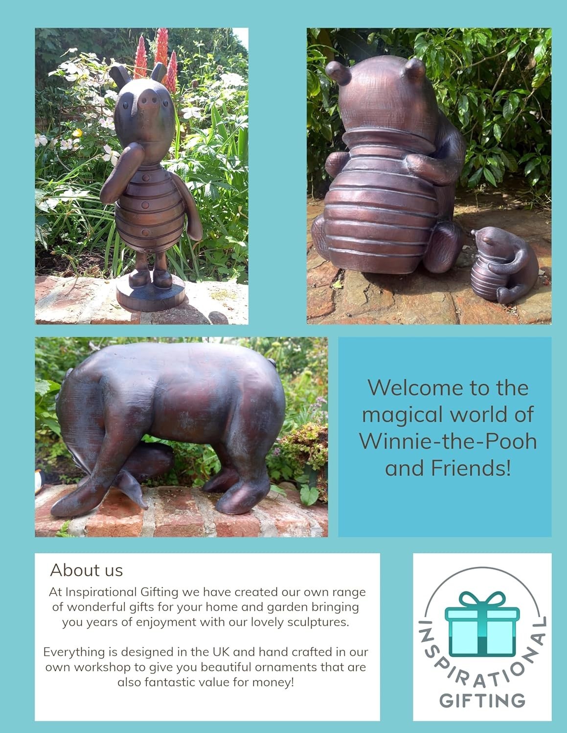 Bronze Sitting Bear Garden Ornament 15cm Resin Sculpture Outdoor Home Decor