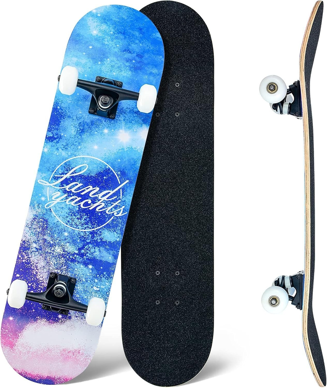 31 Inch Complete Skateboard Maple Deck Double Kick Kids Teens Adult