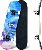 31 Inch Complete Skateboard Maple Deck Double Kick Kids Teens Adult