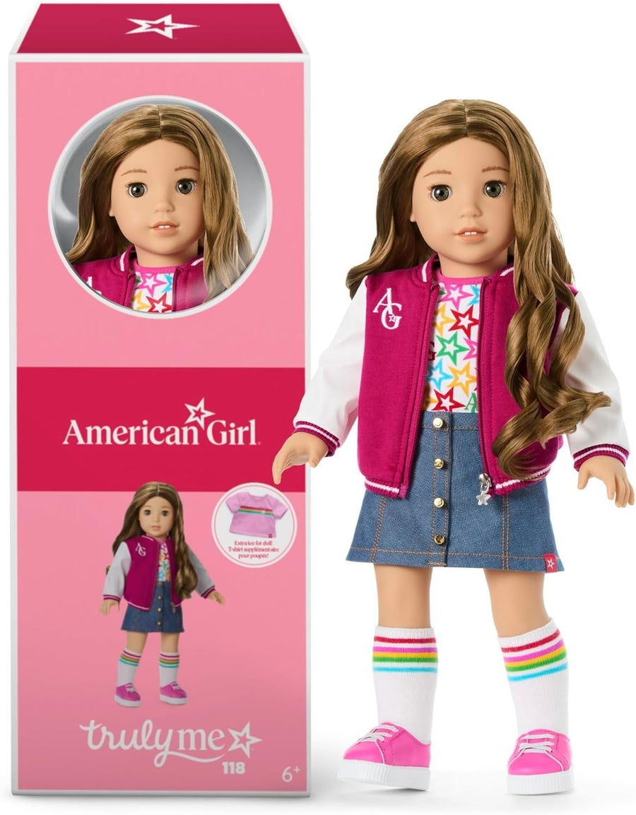 18in Fashion Doll Brown Eyes Wavy Hair Outfit Accessories Girl Toy