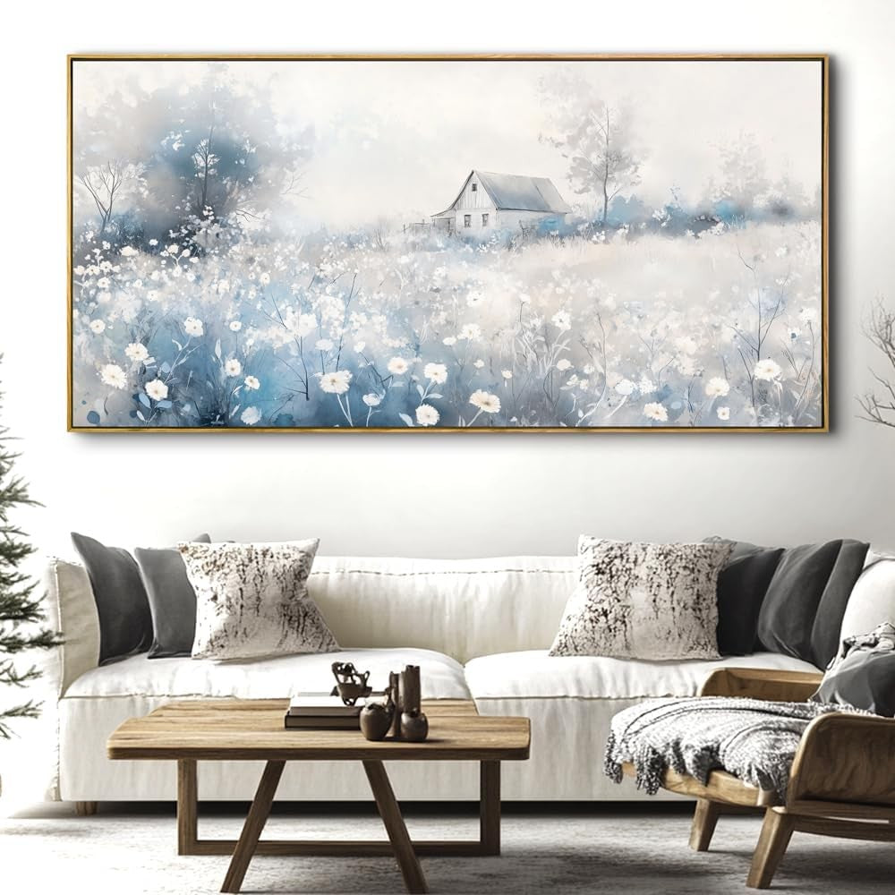 Large Framed Abstract Landscape Canvas Wall Art 152x76cm