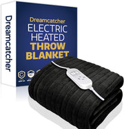 Electric Heated Throw Blanket 160x120cm 9 Heat Levels Timer Washable Black