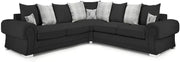 Black Fabric Scatter Back Corner Sofa Modern L Shape 5 Seater
