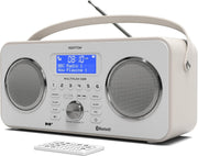 White DAB DAB+ FM Bluetooth Portable Radio Remote Dual Alarm Rechargeable