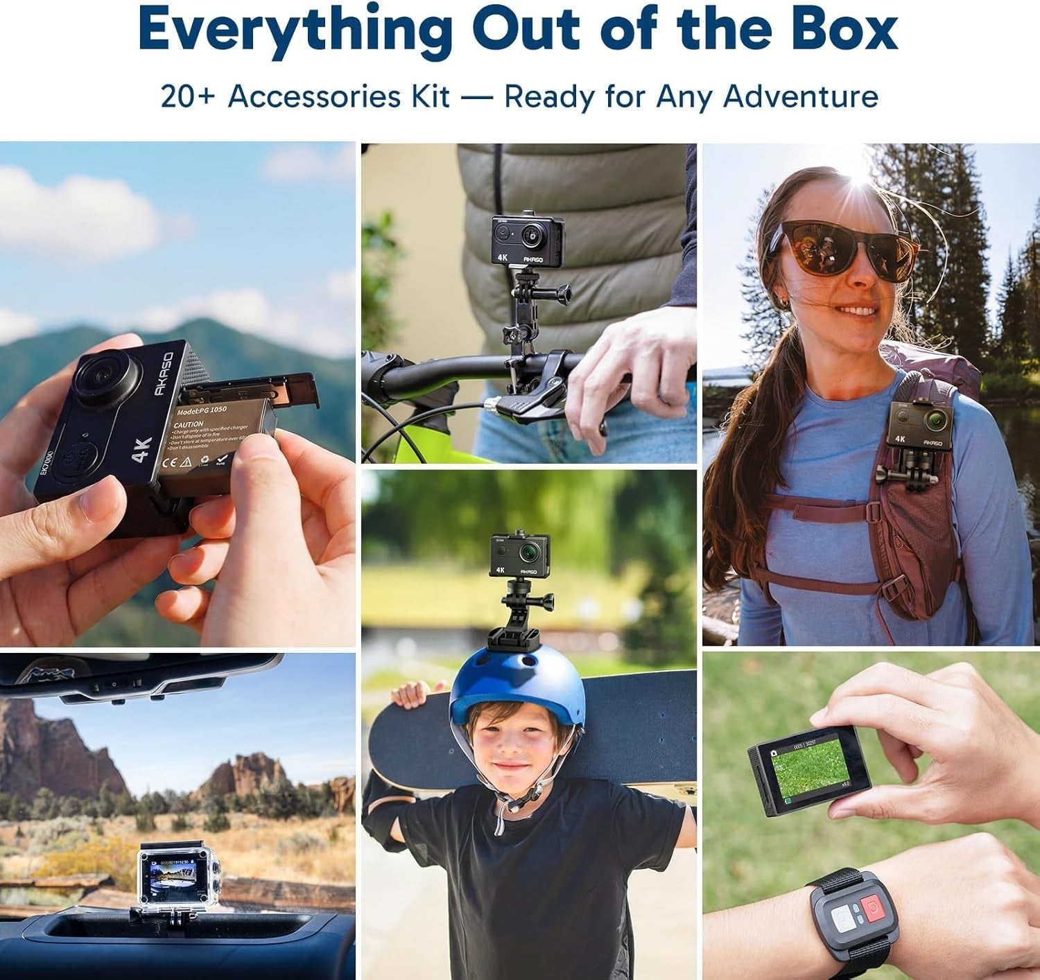 4K Action Camera 20MP Waterproof WiFi Sports Cam 64GB Kit
