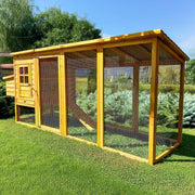Wooden Chicken Coop with Covered Run Easy Clean Nest Box 3–4 Hens