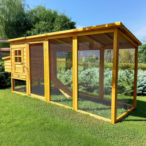 Wooden Chicken Coop with Covered Run Easy Clean Nest Box 3–4 Hens