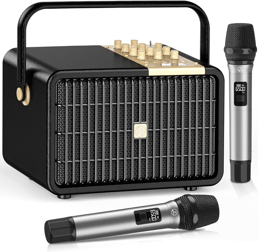320W Peak Karaoke Machine 2 Wireless Mics Bluetooth PA Speaker