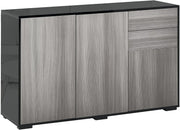 Modern High Gloss Sideboard Cabinet with 2 Drawers & Push-Open Doors Grey