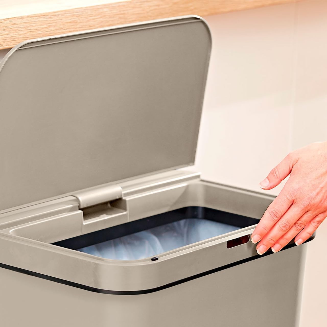 50L Automatic Sensor Kitchen Bin Rectangular Touchless Latte