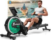 Silent Magnetic Rowing Machine 16-Level Dual Rail Foldable Rower 350lb Capacity