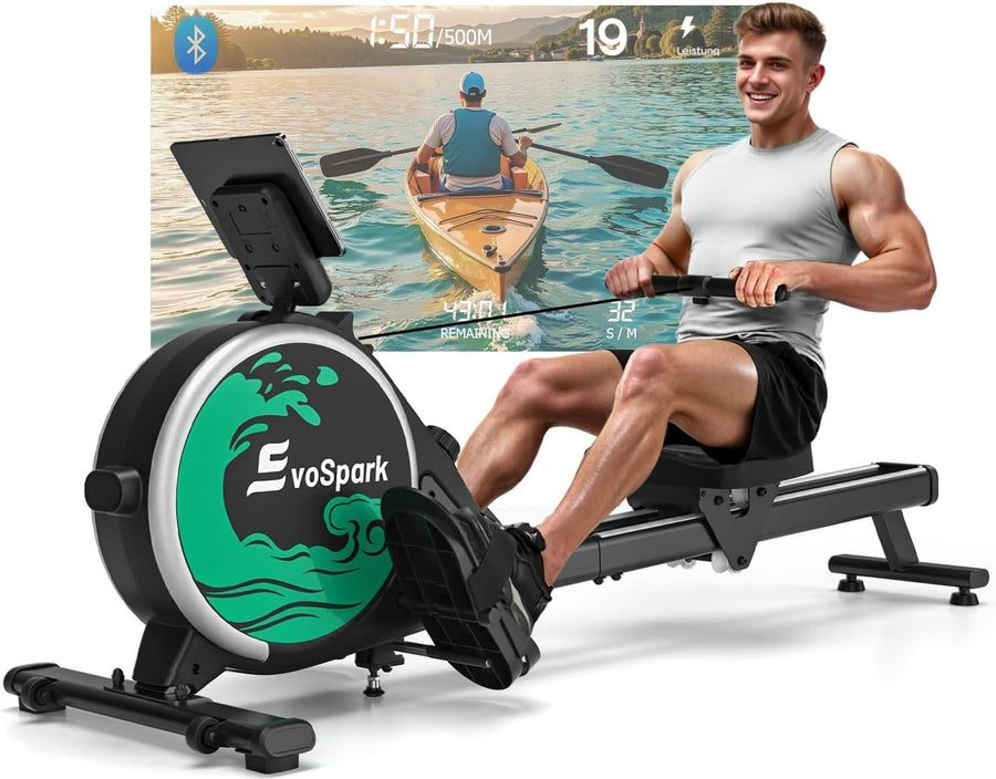 Silent Magnetic Rowing Machine 16-Level Dual Rail Foldable Rower 350lb Capacity