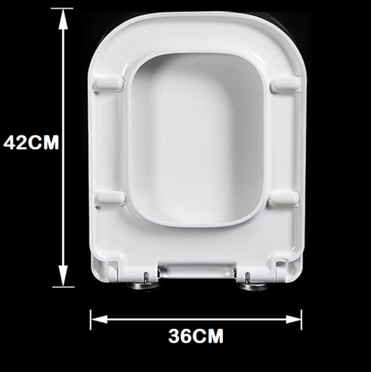 Square Soft Close Toilet Seat Quick Release Adjustable Hinges 42x36cm White