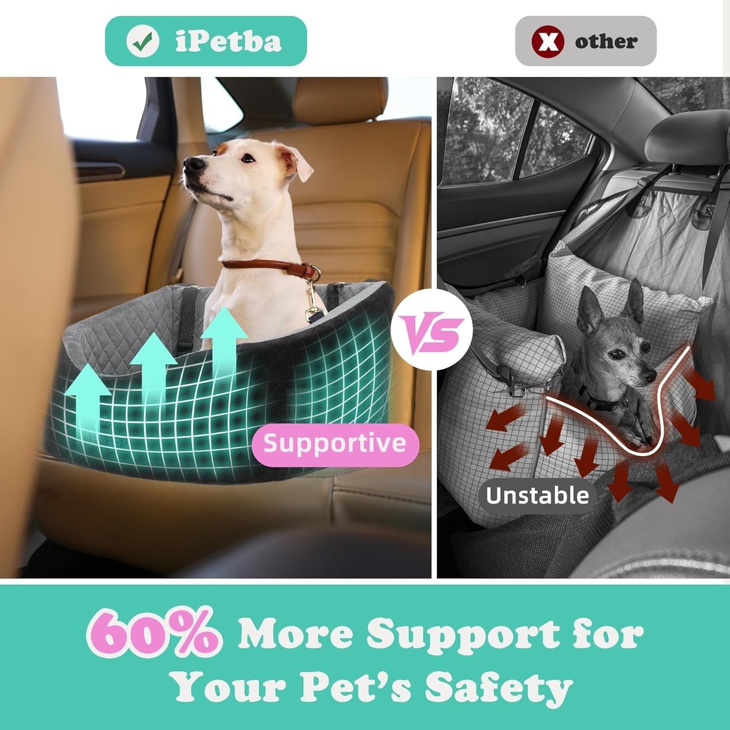 Memory Foam Dog Car Seat Booster Travel Bed Washable Pet Carrier 30lb