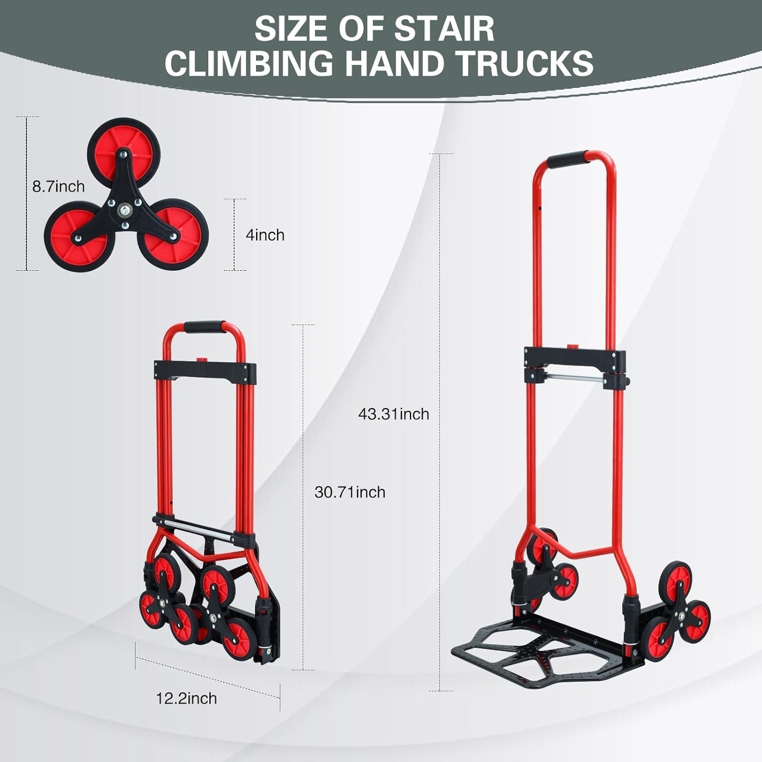 Stair Climbing Hand Truck 330lb Foldable Dolly 6 Wheel Heavy Duty Cart