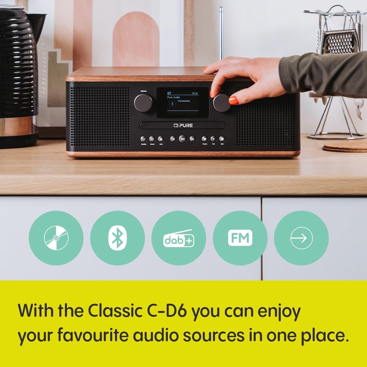 Compact HiFi Stereo System CD DAB+ FM Bluetooth AUX USB Alarm Sleep Timer