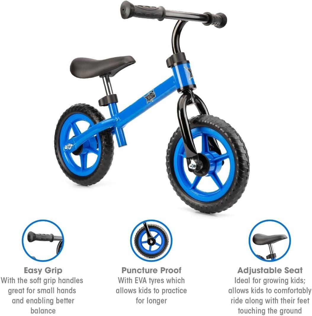 Kids Balance Bike No Pedals Adjustable Seat Training Bicycle Blue 2+