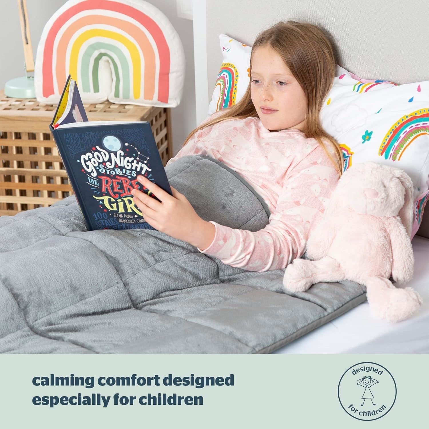 Kids Weighted Blanket Grey 3kg 100x150cm Calming Sensory Sleep Aid