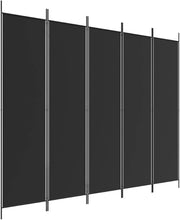 5 Panel Black Folding Room Divider 250x200cm Fabric Privacy Screen Partition