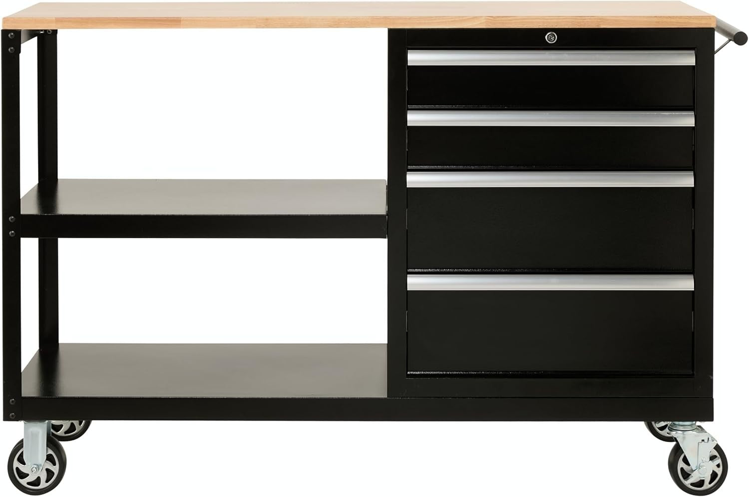 Mobile Workbench on Wheels with Locking Drawers Hardwood Top Steel 1480mm